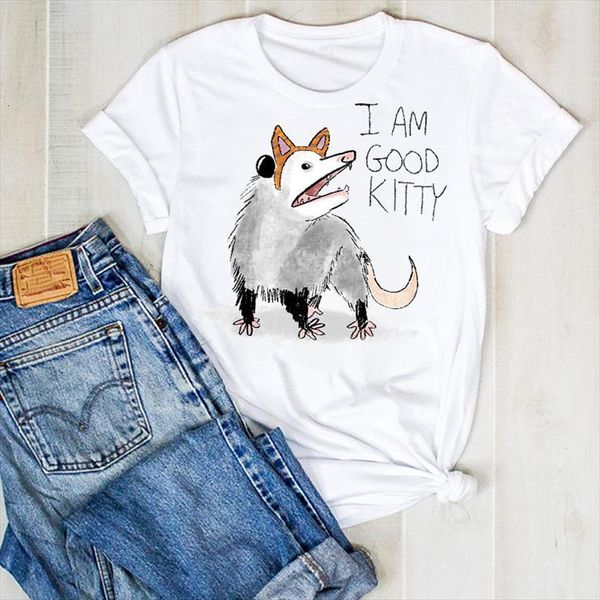 

and women lady cartoon cat mens womens dog funny pet short sleeve summer tee female clothes graphic, White;black