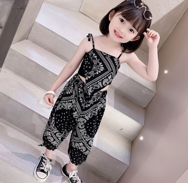 Mädchen Condole Weste Anzug Baby Kleidung Sets Sommer gebraten Street Style Mädchen Anti-Moskito-Gürtel Fuß Hosen dünne zweiteilige Set