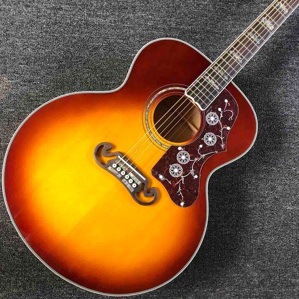 

custom gj200 body 43 inch jumbo acoustic electric guitar flamed maple back side