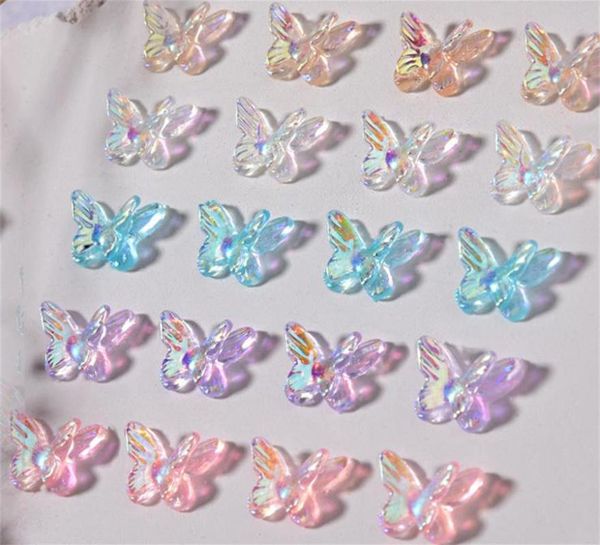 

nail art decorations 8pc accessories butterfly jewelry symphony aurora color 3d three-dimensional diamond charm, Silver;gold