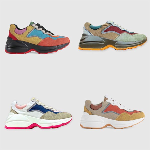 

women luxurys designers shoes rhyton sneakers beige men trainers luxury chaussures ladies shoe designer sneaker size 35-46 vintage, Black