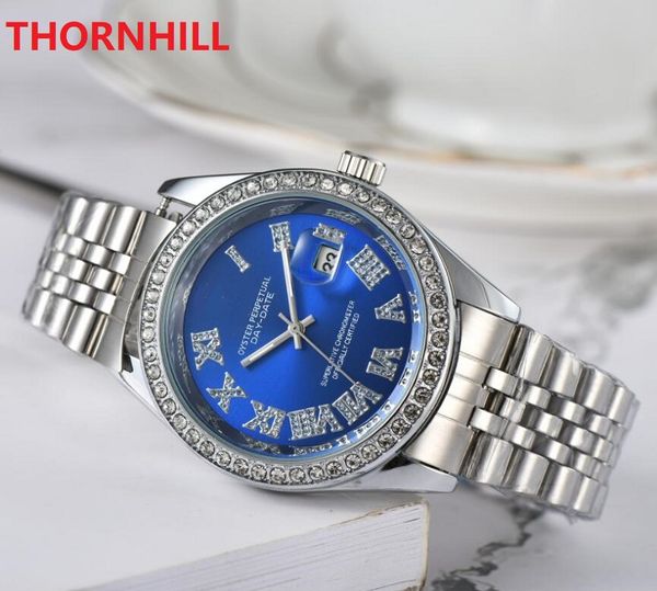 Bunte Diamanten Römisches Zifferblatt Golduhr Rhinestone Frauen Männer Designer Quarz Armbanduhr Uhr