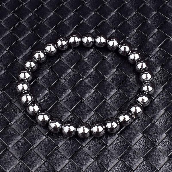 

beaded, strands fashion 6/8/10mm magnetic hematite beads bracelets men nature energy protect health for women balance jewelry, Black
