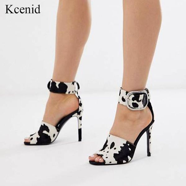 

sandals kcenid women summer shoes high heels peep toes buckle strap woman party piebald design sandalia mujer arrival, Black