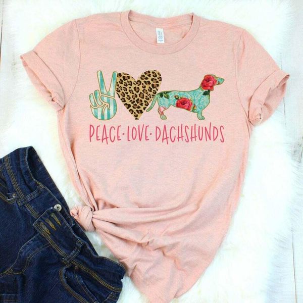 

peace love dachshund t-shirt dachshund owner gift for girlfriend, White;black