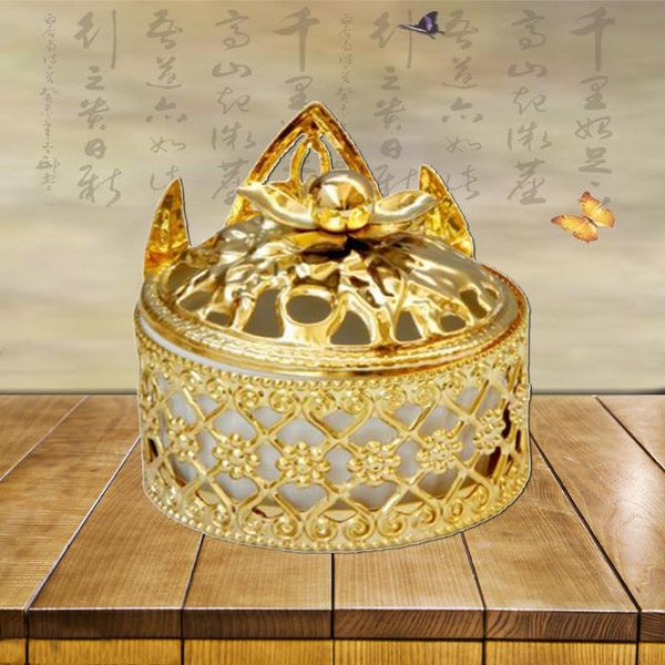 

creative metal ceramic incense burner arab censer golden with lid nordic iron art aroma home deskdecoration fragrance lamps