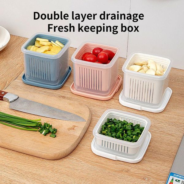 

storage bottles & jars fruit and vegetable fresh-keeping box refrigerator kitchen sealing tape cover drain