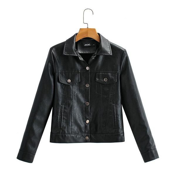 

women's leather & faux autumn coat jacket casual women woman, Black
