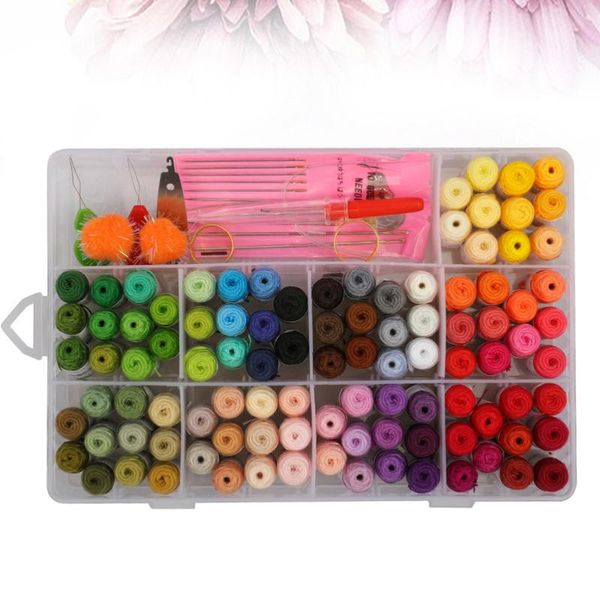 

box of 100 colors cross stitch threads embroidery tools threader thimble sewing needles accessories yarn, Black;white