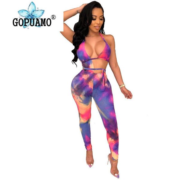 

women's jumpsuits & rompers rainbow tie dyeing bandage jumpsuit women waist band cut out backless skinny bodysuit summer halter sleevel, Black;white