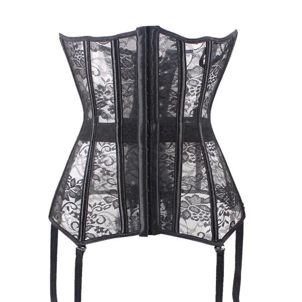 

bustiers & corsets womens transparent lace underbust waist cincher garter corset bustier gothic slimming plus size s-6xl, Black;white