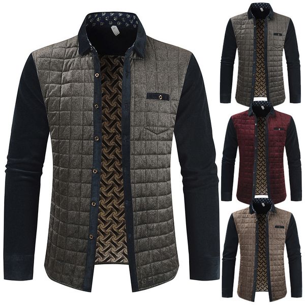 

patchwork plaid designer jackets fleece men outerwear winter coat fashion spring male clothing, Black;brown