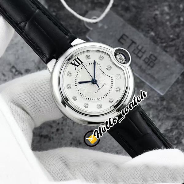 

33mm v2 w4bb0009 w6920069 fashion lady watches japan nh05 nh06 womens watch diamond mark white dial steel case leather strap sapphire wristw, Slivery;brown