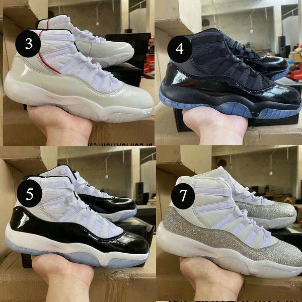 

2021 boots 11 retro platinum tint red white men/women/kids basketball shoes xi cap and gown prom night youth boys sports sneakers 11s gs bla, Black