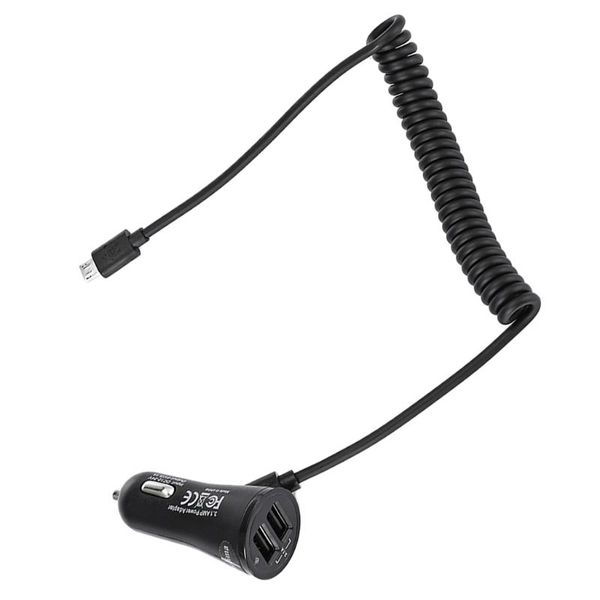

cell phone repairing tools micro usb car fast charger adapter with coiled cable & dual ports
