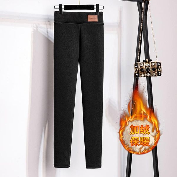 

women's leggings autumn and winter cotton trousers plus fat extra large velvet thickening high elastic bottoming pants 200/260/300 kg f, Black