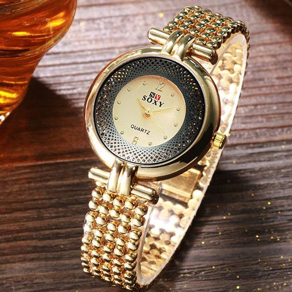

wristwatches soxy women watch silver/golden/black luxury hollow steel womens hombre quartz wrist metal clock retro relogio, Slivery;brown