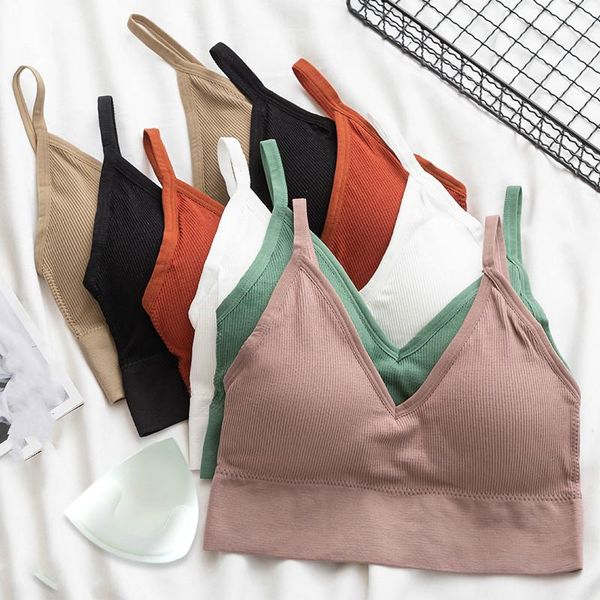 

gym clothing women tank u-shaped tube bra seamless beauty back wrapped chest anti-light ladies sports fitness underwear, White;black