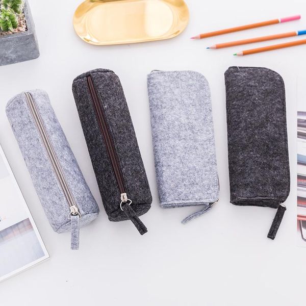 

pencil bags korean stationery creative simple solid color felt bag for boys and girls multi-functional storage