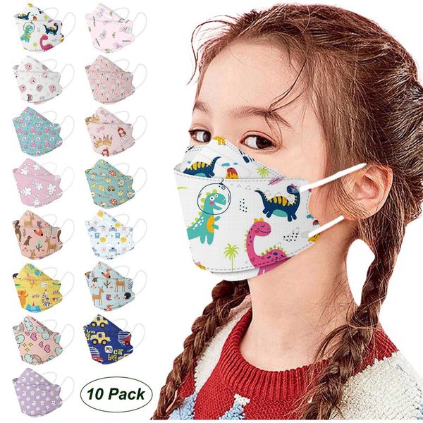 

kids cartoon dinosaur printed disposable masque protective fabric dirt 4 layer 3d 10 pack mascarilla monder cosplay mask