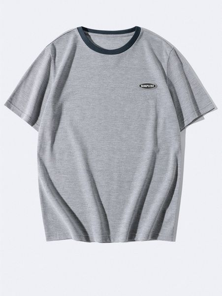 

men letter patched detail tee p0f3#, White;black