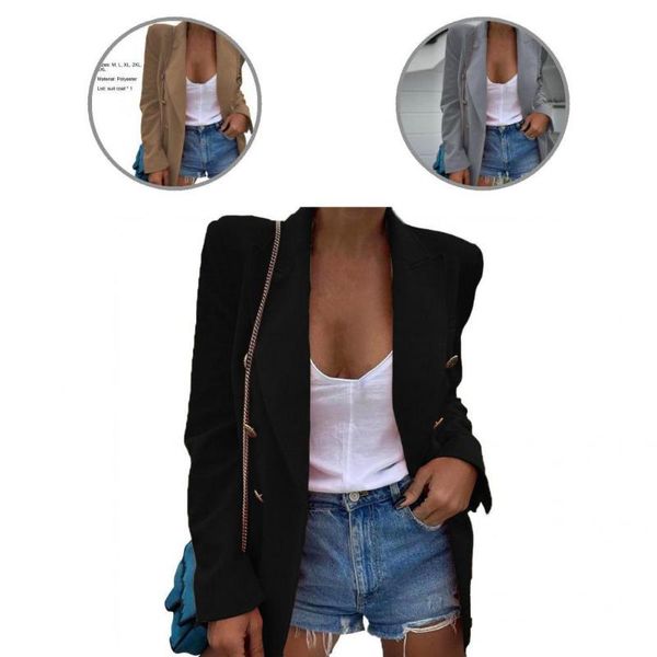 

women's suits & blazers women blazer terrific loose long sleeve double-breasted spring suit coat, White;black
