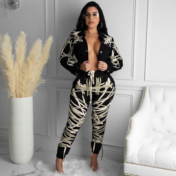 

fashion long sleeve jaet with strings all over women streetwear metal button turn down collar short coat spring club clothesby, Black;white