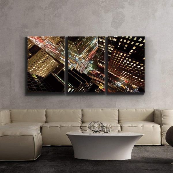 

metal painting 3 piece canvas print contemporary art modern wall decor autumn lake scene orange calm peaceful giclee artwork gallery wrapped