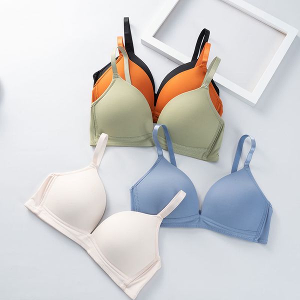 

women bra soft wireless lingerie fashion seamless comfortable bralette female a b cup colorful push up bras, Black;white