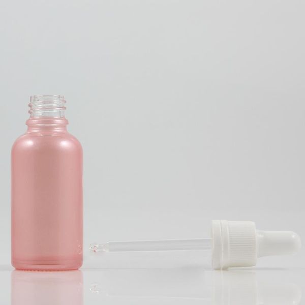 

storage bottles & jars 1 0z pink glass essential oil makeup bottle with white dropper cap