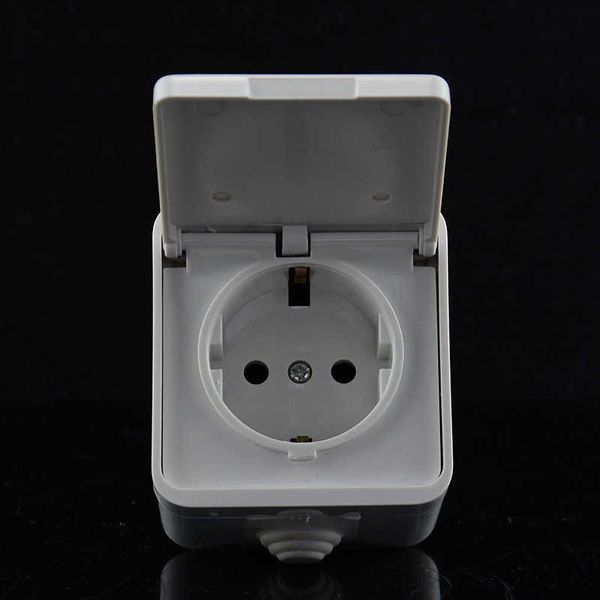 

european standard power outlet ip44 level waterproof and bright outdoors cover wall socket 16a 250v