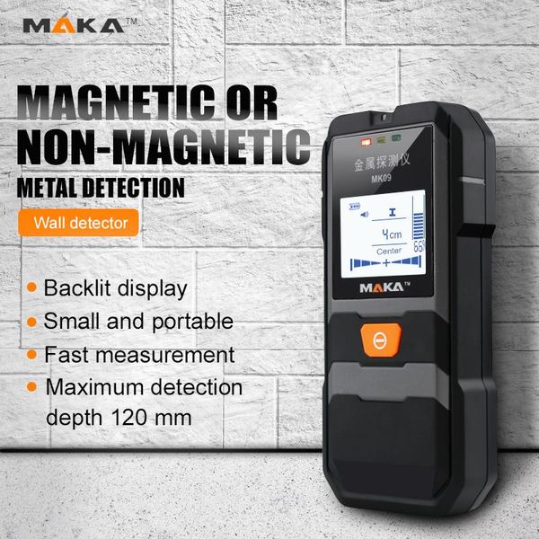 

metal detector professional waterproof stud finder sensor wall scanner cable ac wire lcd hd display beep detectors