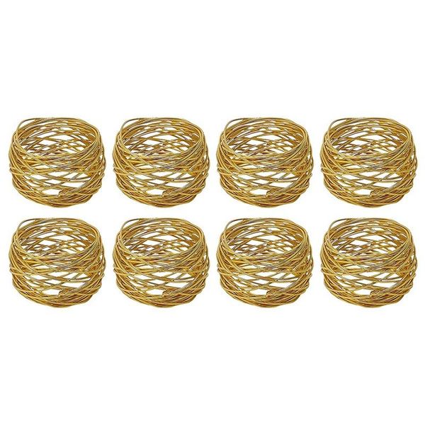 

napkin rings golden round mesh rings- set of 8 for weddings dinner parties or every day use
