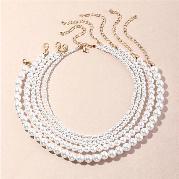 

chokers fashion elegant white imitation pearl choker necklace big round wedding for women charm jewelry gift, Golden;silver