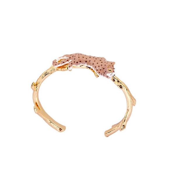 

hand-painted three-dimensional enamel glaze spot cheetah bracelet female european and american style open adjustable bracelet, Black