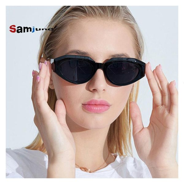 

samjune fashion ladies sunglasses uv protection lens small cat eye frame women's sun eyeglasses outdoor eyewear female, White;black