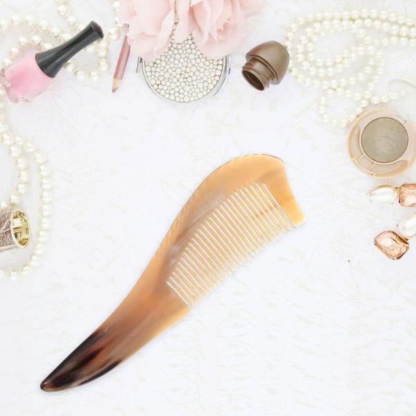 

hair brushes 1pc natural ox horn comb comfortable scraping (light yellow), Silver