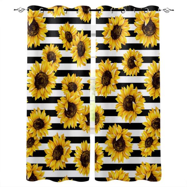 

sunflower black and white stripes curtains for living room bedroom window treatment blinds finished drapes kitchen curtain &