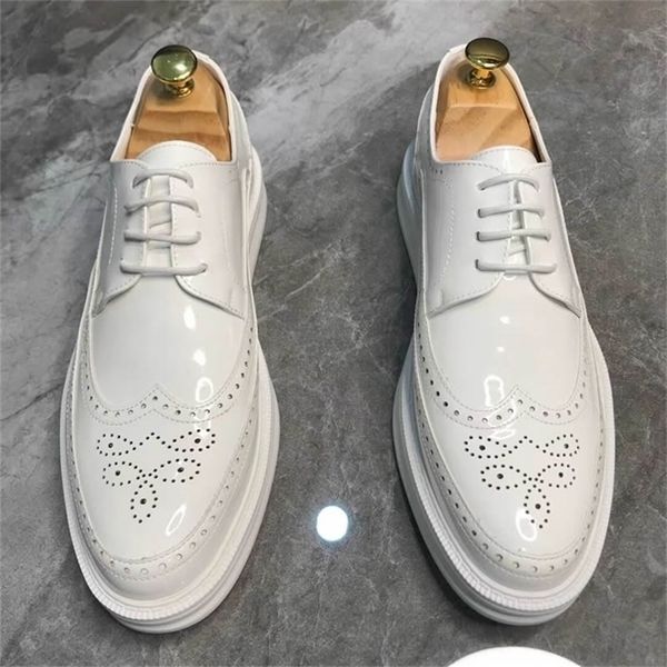 

oxford shoes fashion brogue men leather formal dress shoes man comfortable office party footwear 220315, Black