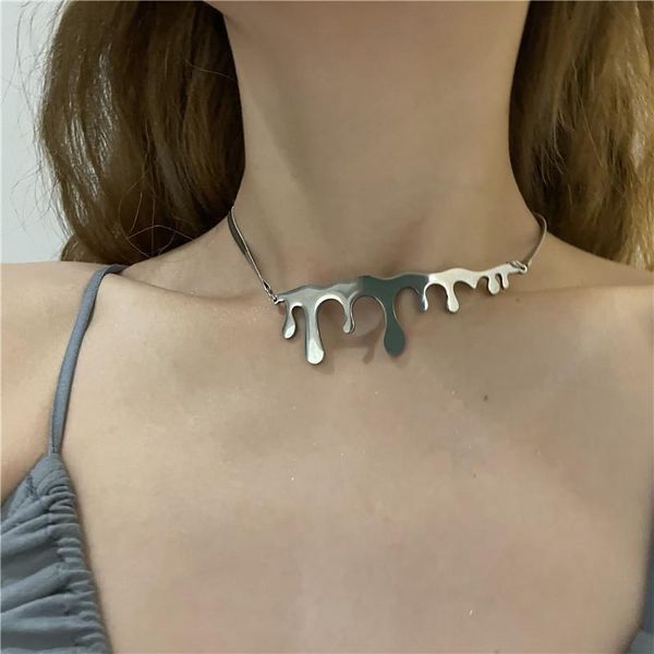 

pendant necklaces origin summer unique design lava chokers necklace for women girls trendy stainless steel silver color metallic jewelry