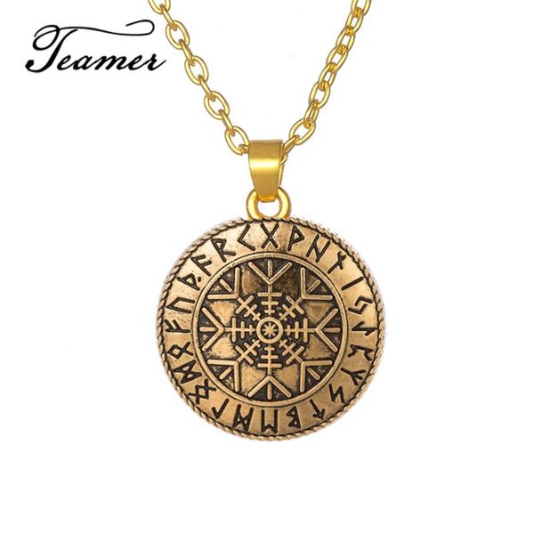 

pendant necklaces teamer adjustable norse vikings amulet viking runes necklace link chain scandinavian jewelry for man 2 colors, Silver