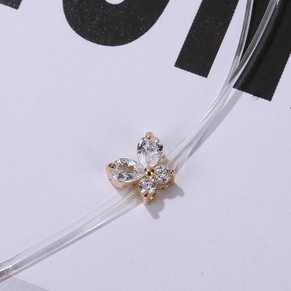 

chokers small butterfly necklace female clavicle chain invisible fish line ultra-fine temperament exquisite zircon jewelry, Golden;silver