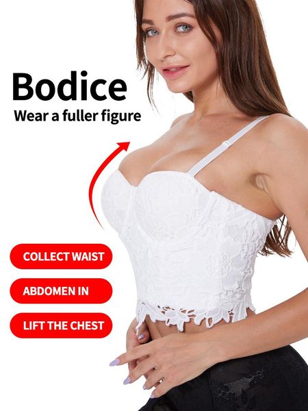 

bustiers & corsets seamless bra wireless thin underwear lingerie soft push up bras women floral lace crop brassiere corset, Black;white
