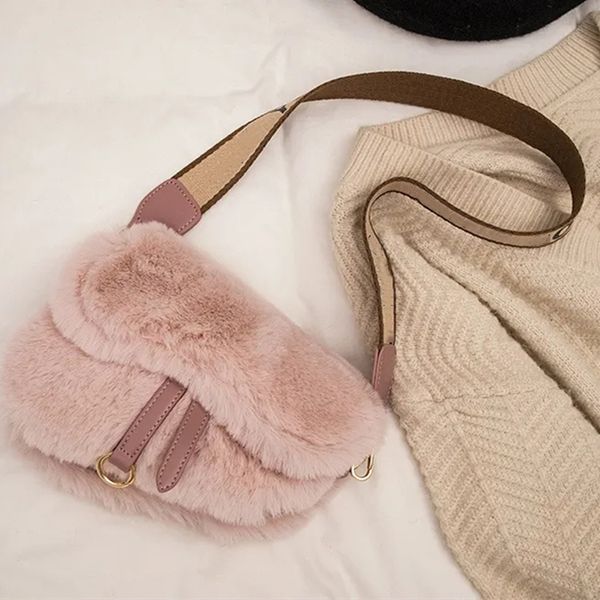 

mink fur saddle bag fairy high sense foreign style portable messenger