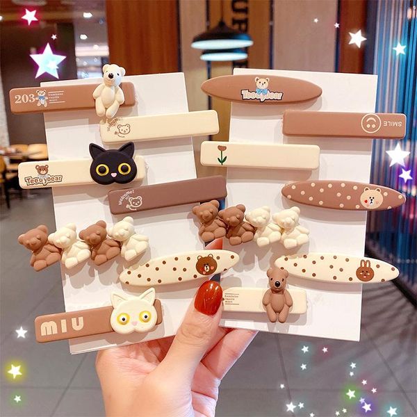 

hair accessories cute cartoon bear hairpin female net red sweet girl temperament three-dimensional duckbill clip simple, Slivery;white