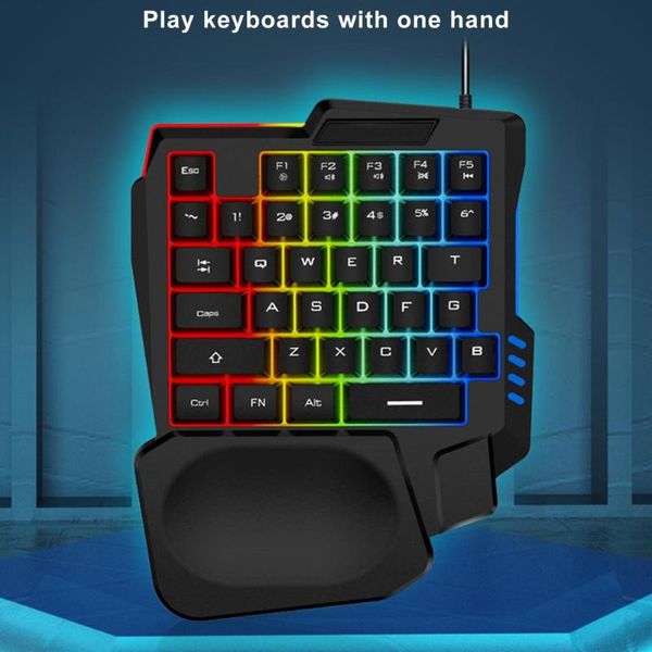 

keyboards one-handed wired gaming keyboard with rgb backlit 35 keys for gamer ergonomic mini game keypad portable pc laptop