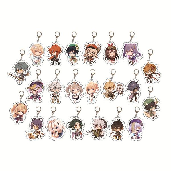 

keychains 22 styles fashion anime genshin impact zhongli diluc venti paimon keychain base acrylic stands keyring gift for fans, Silver