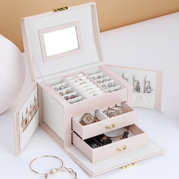 

jewelry box hand gift about net red earrings ring portable travel out storage boxes & bins