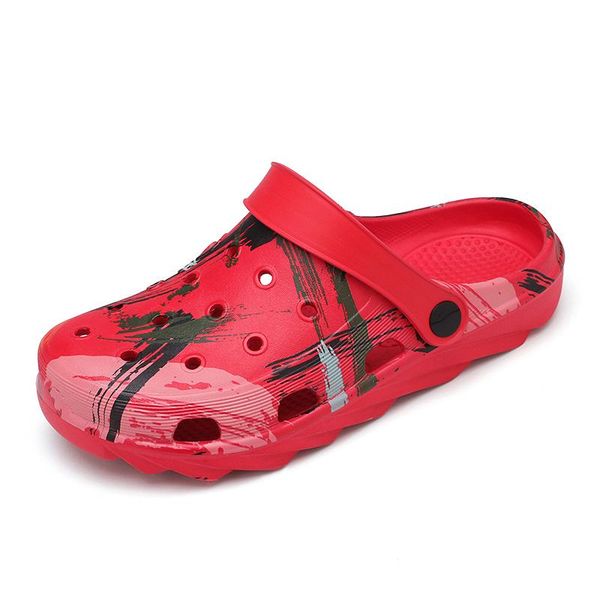 

sandals summer men's beach couples ins graffiti selection hole shoes slippers outdoor casual men flat zapatos hombre, Black