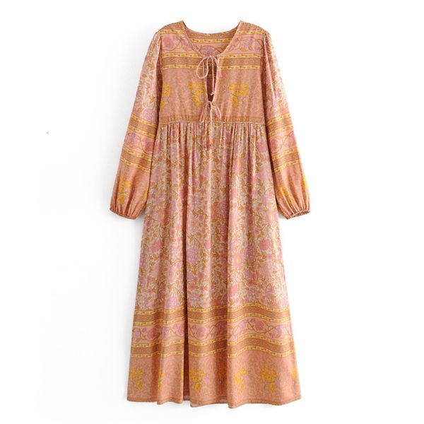 

casual dresses women floral print bohemian beach 2021 new cotton v-neck long sleeve spring summer boho holiday style maxi vly5, Black;gray